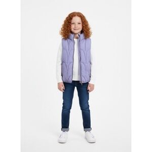 Tahari Girl Purple Puffer Vest Size 7/8 Quilted Zip Sleeveless